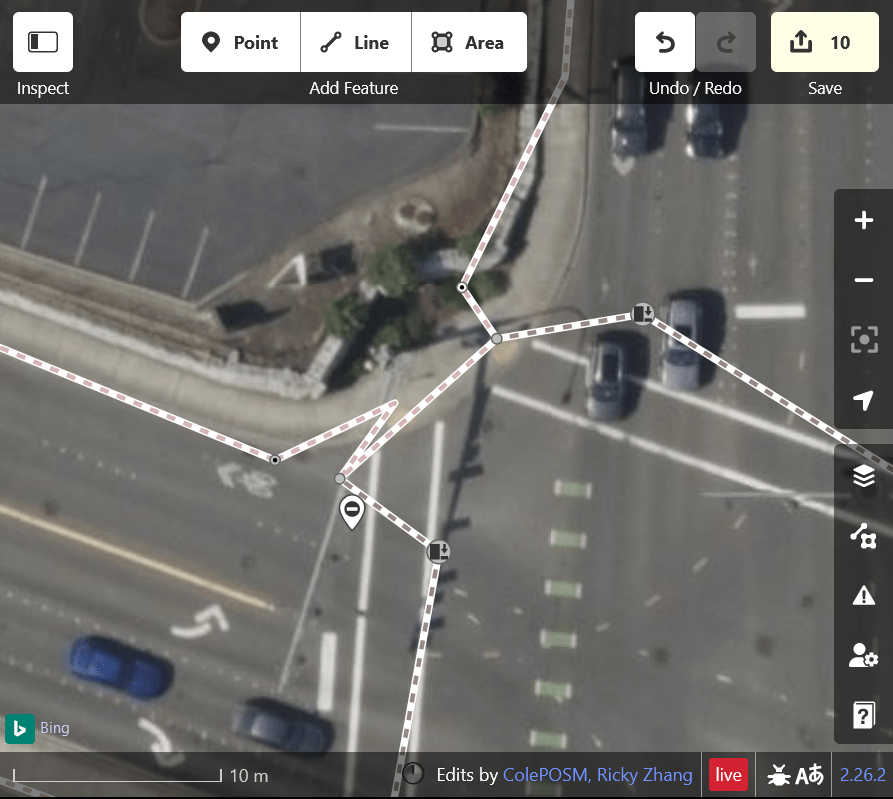 Screenshot of an incorrect prediction made in the POSM Tasking Manager editor window.